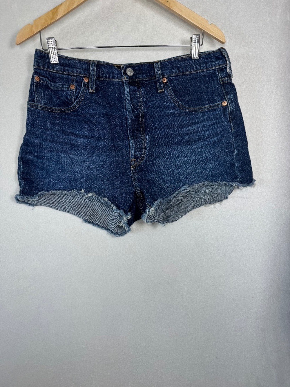 Levi's  501 Indigo Cutoff Denim Shorts with Frayed Hem